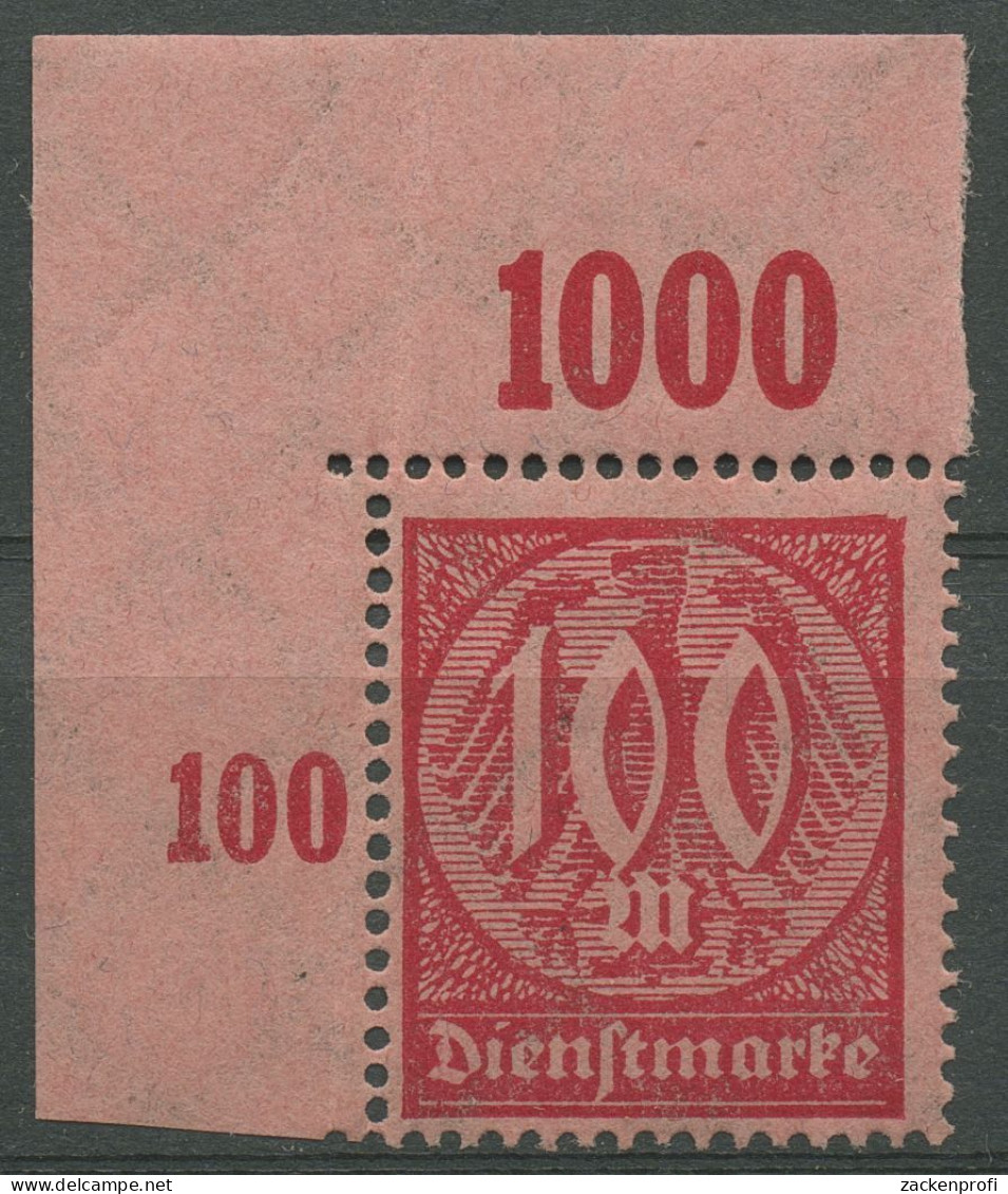 Deutsches Reich Dienstmarke 1922 Wertziffer D 74 P OR Ecke 1 Postfrisch - Officials