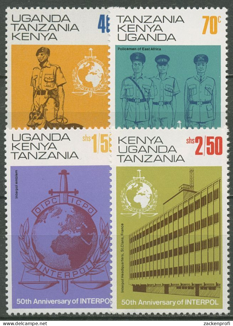 Ostafrikanische Gem. 1973 50 J. Interpol Polizisten Hund 259/62 I Postfrisch - Kenya, Uganda & Tanzania