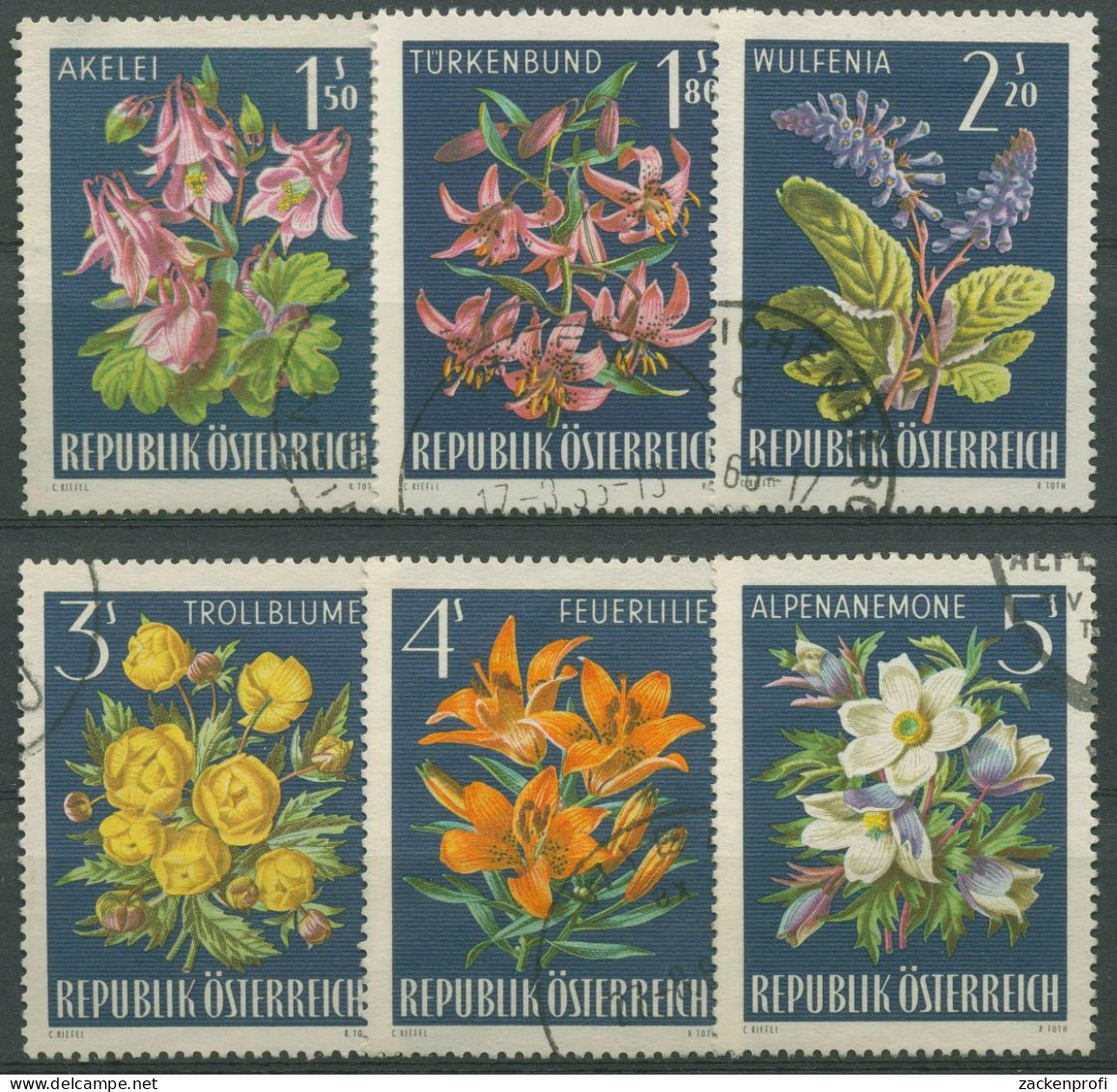 Österreich 1966 Pflanzen Blumen Alpenblumen 1209/14 Gestempelt - Used Stamps