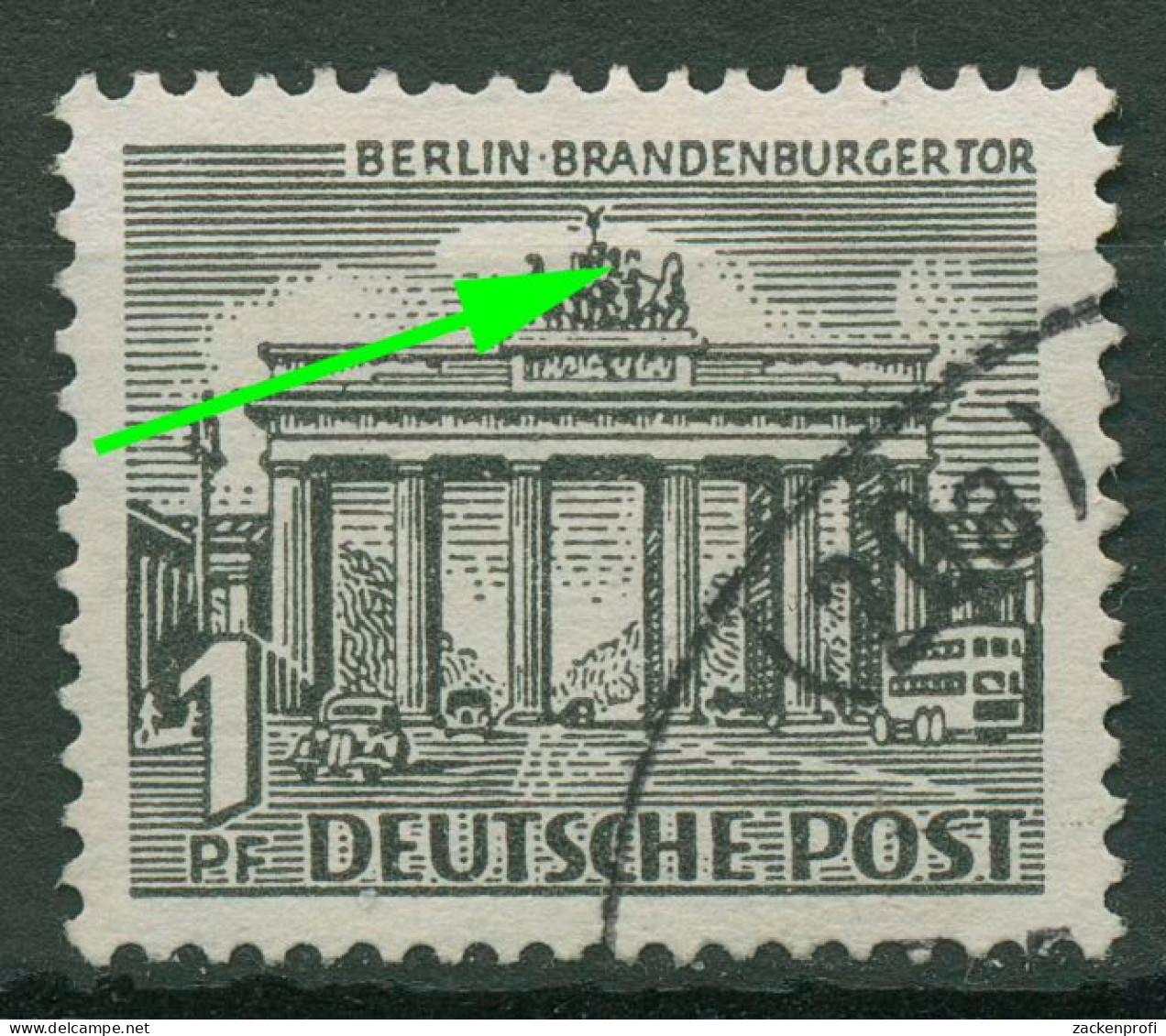 Berlin 1949 Berliner Bauten Mit Sekundärem Plattenfehler 42 IV Gestempelt - Variétés Et Curiosités