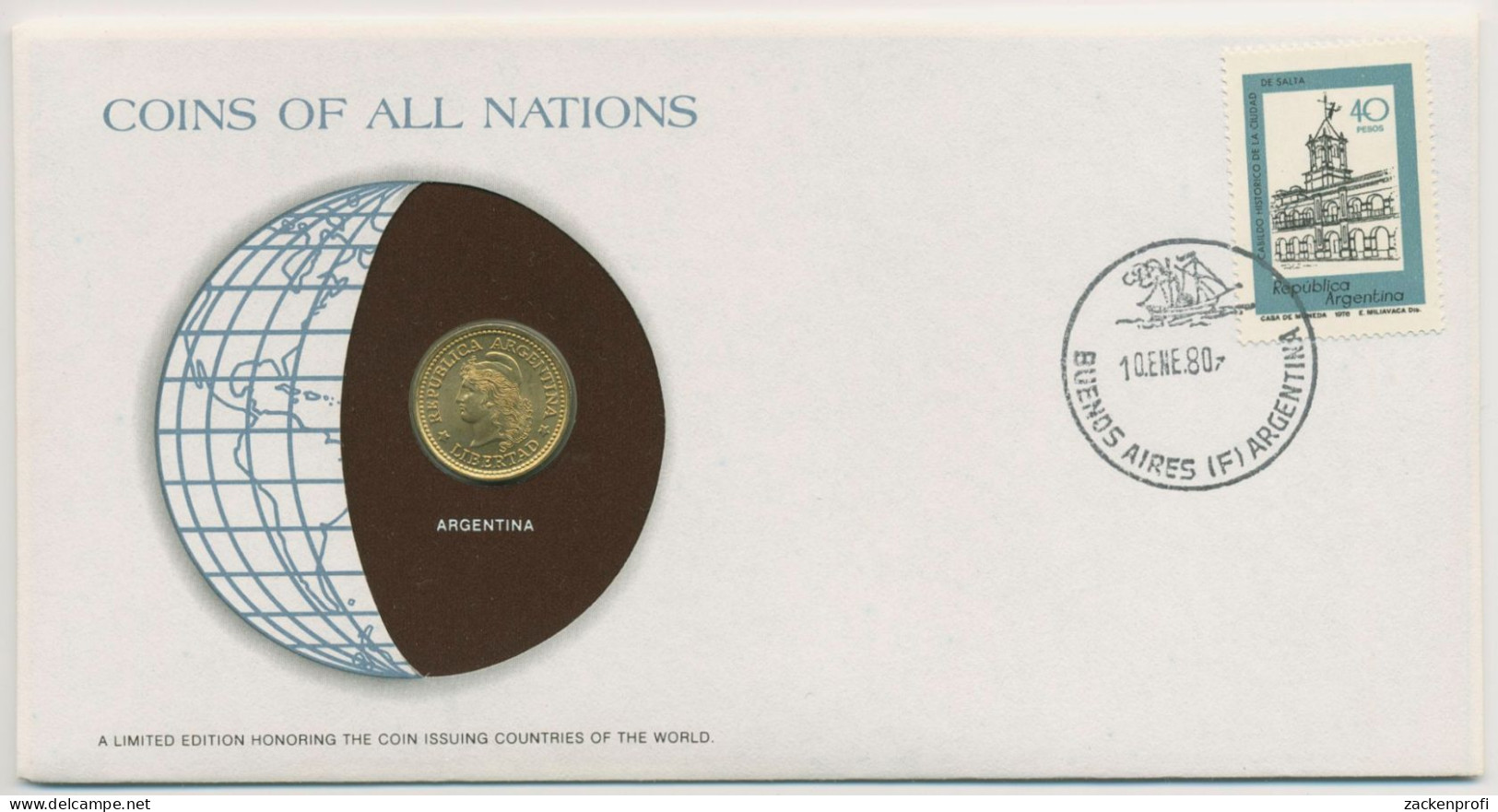 Argentinien 1980 Weltkugel Numisbrief 50 Centavos (N464) - Argentine