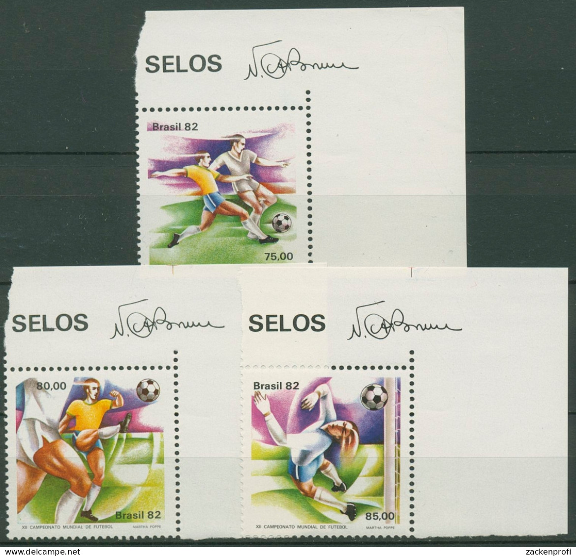Brasilien 1982 Fußball-WM Spanien 1873/75 Ecke Postfrisch - Unused Stamps