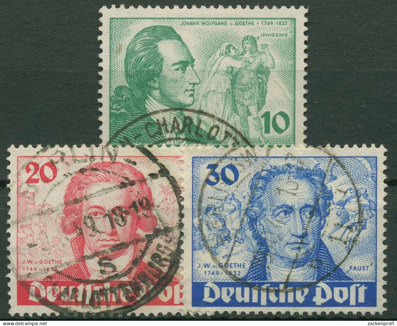 Berlin 1949 200. Geburtstag Von Johann Wolfgang Von Goethe 61/63 Gestempelt - Used Stamps