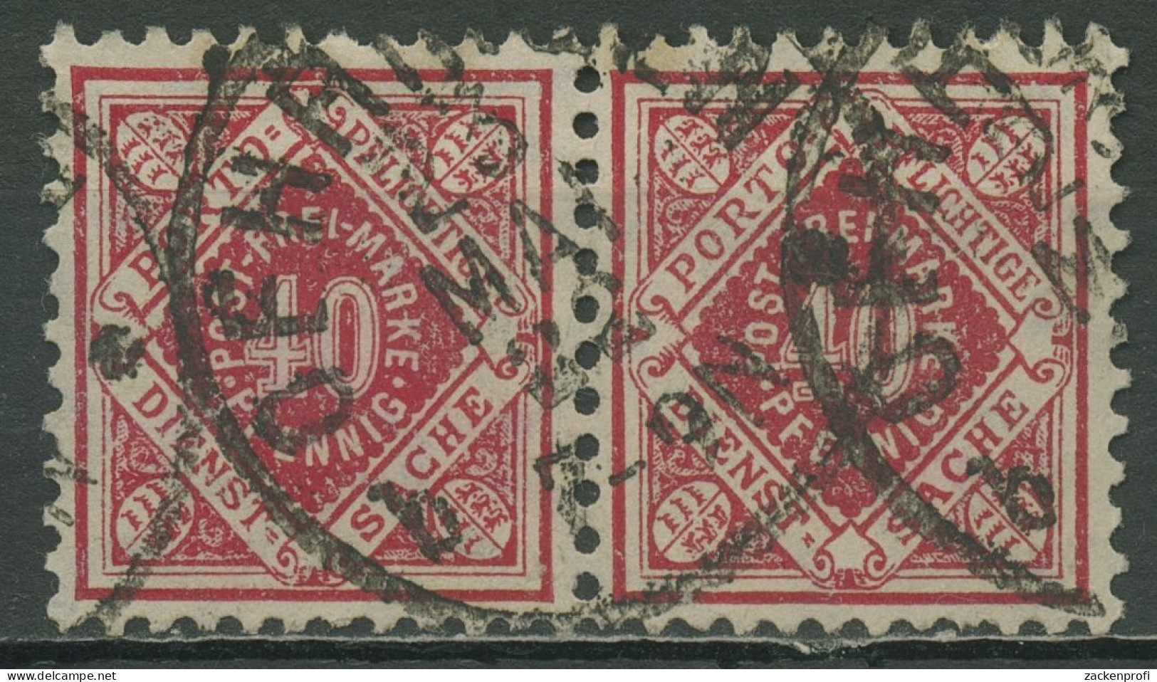 Württemberg Dienstmarken 1921 Ziffer In Raute 153 Waag. Paar Gestempelt - Oblitérés