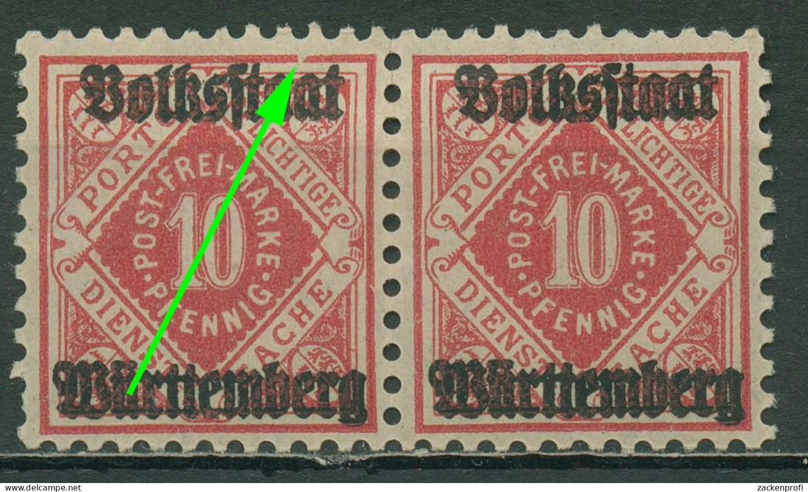 Württemberg Dienstmarken 1919 Mit Plattenfehler 138 II Postfrisch - Neufs