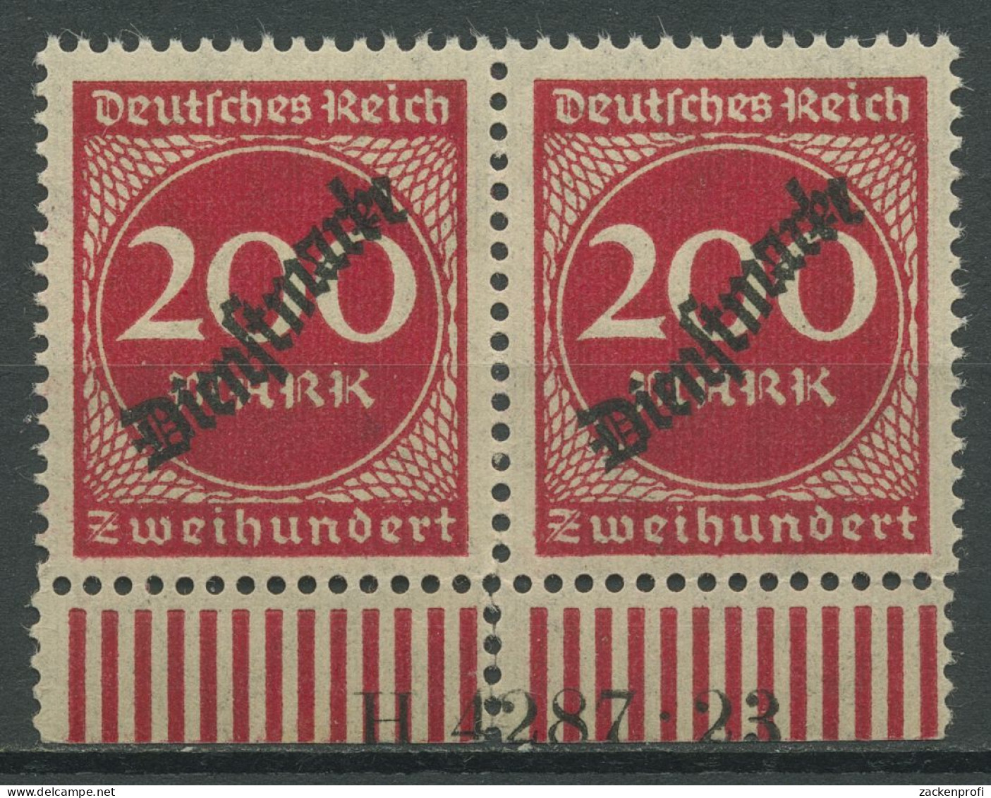 Dt. Reich Dienst 1923 Hausauftr.-Nr. D 78 HAN 4287.23 Postfr. Leicht Angetrennt - Dienstzegels