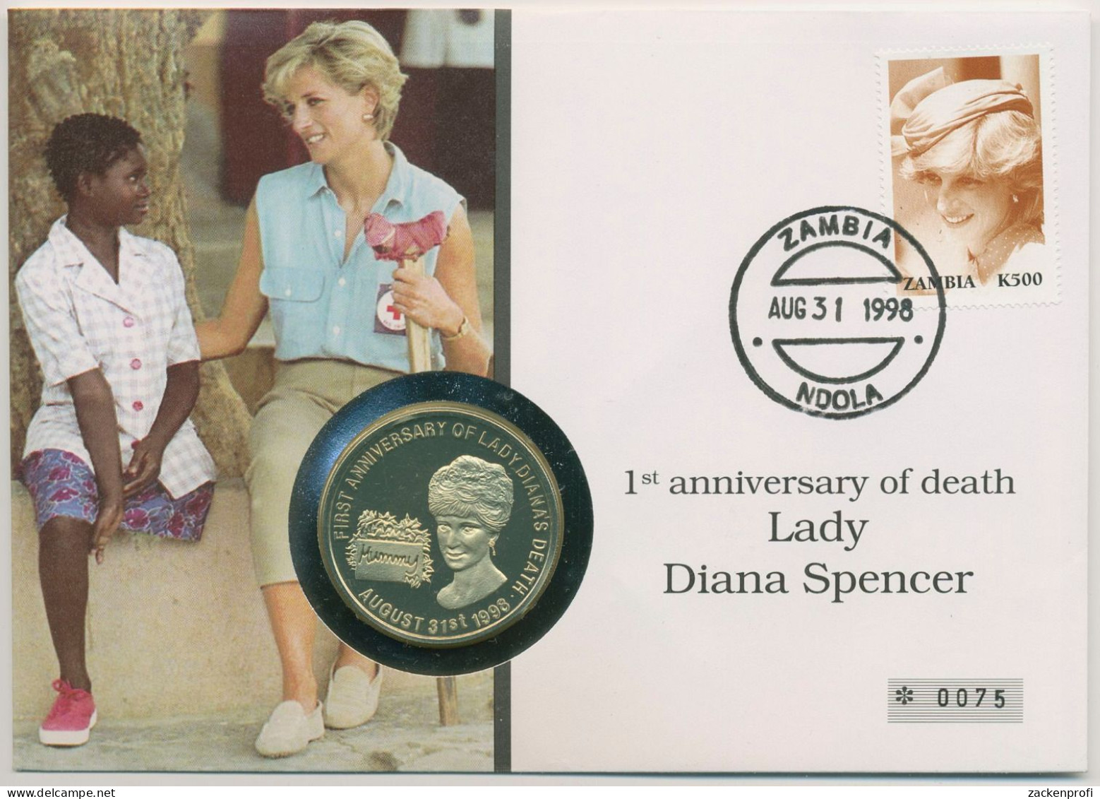 Sambia 1998 Prinzessin Diana Numisbrief 1000 Kwacha (N385) - Zambie