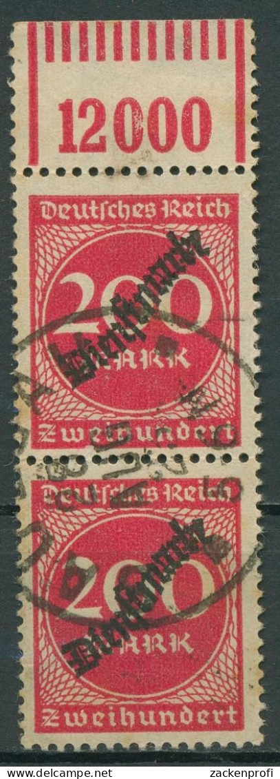 Deutsches Reich Dienst 1923 Walzen-Oberrand D 78 W OR 1'11'1 Paar Gestempelt - Oficial