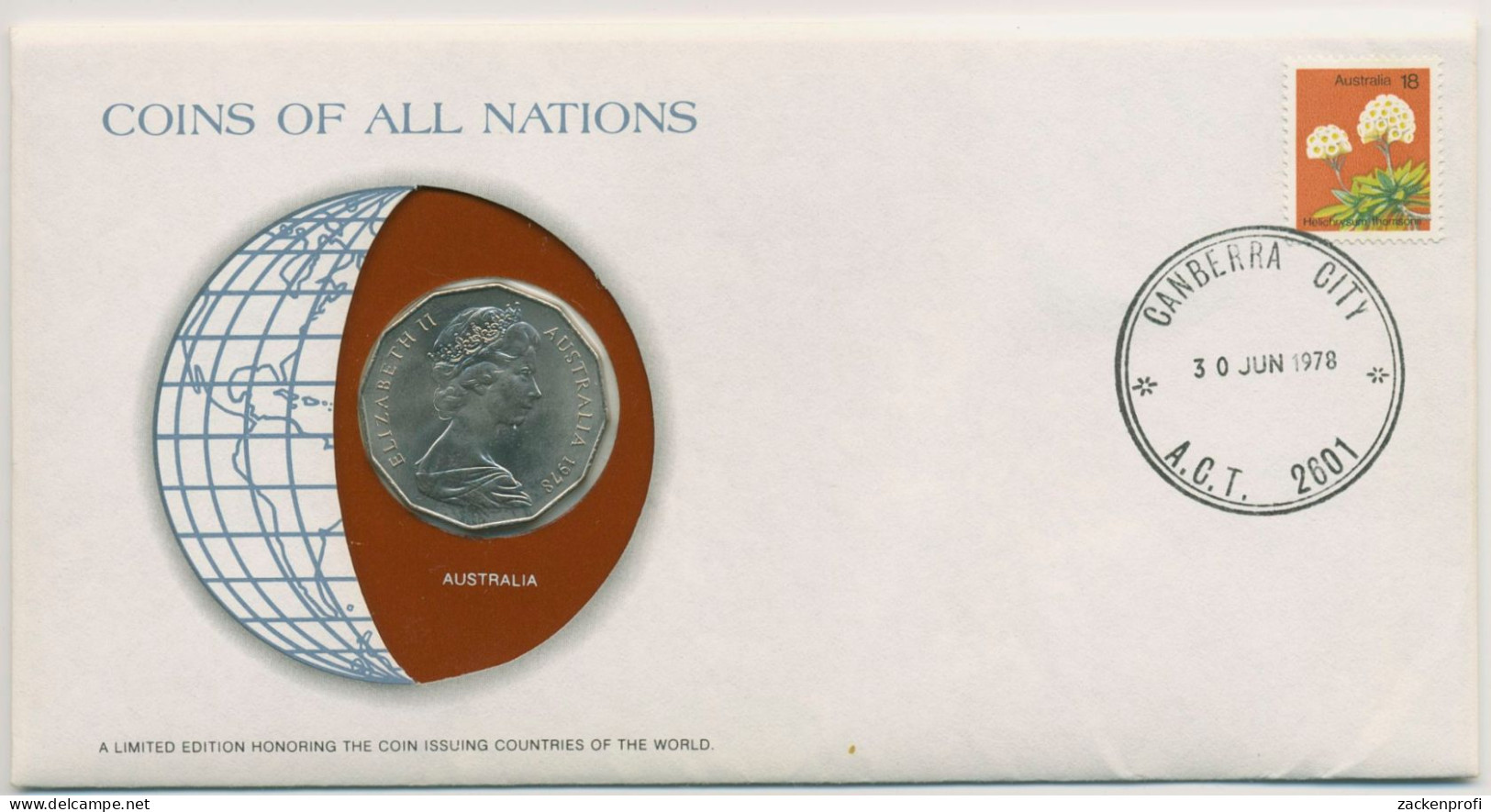 Australien 1978 Weltkugel Numisbrief 50 Cent (N422) - 50 Cents