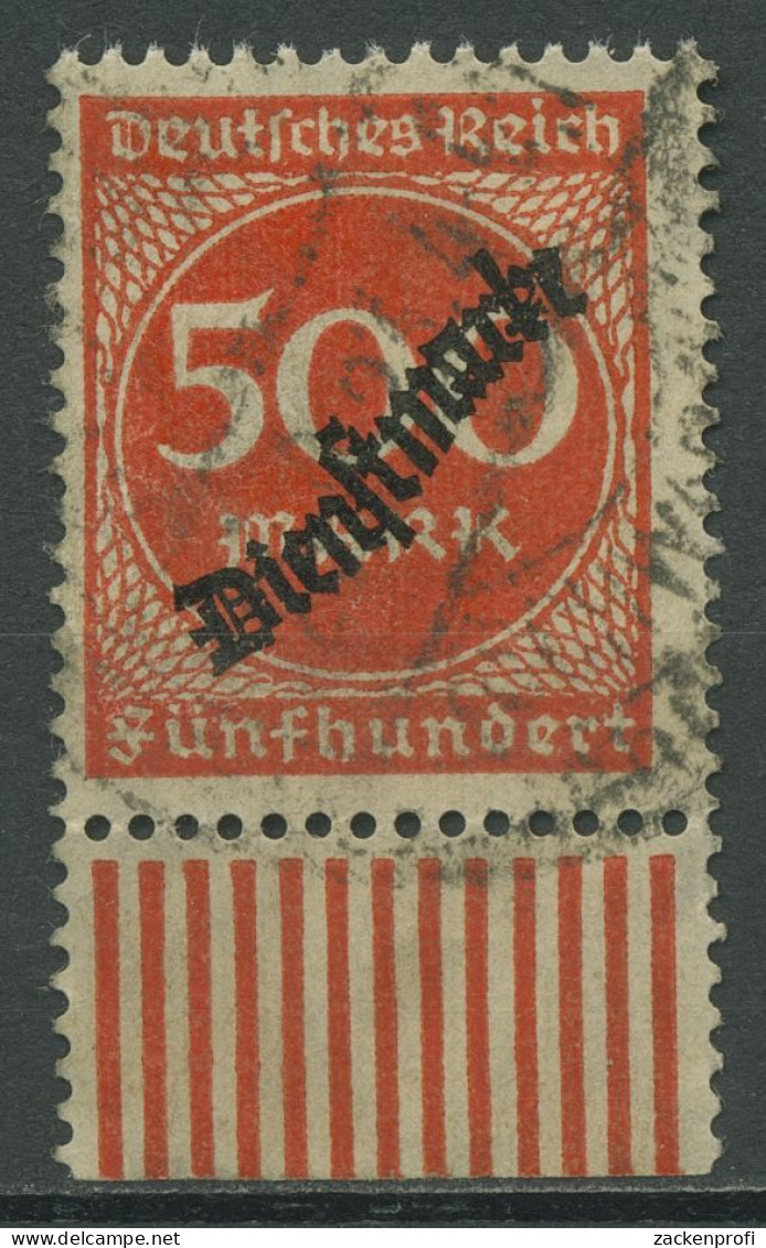 Deutsches Reich Dienstmarke 1923 Walzen-Unterrand D 81 W UR Gestempelt - Officials