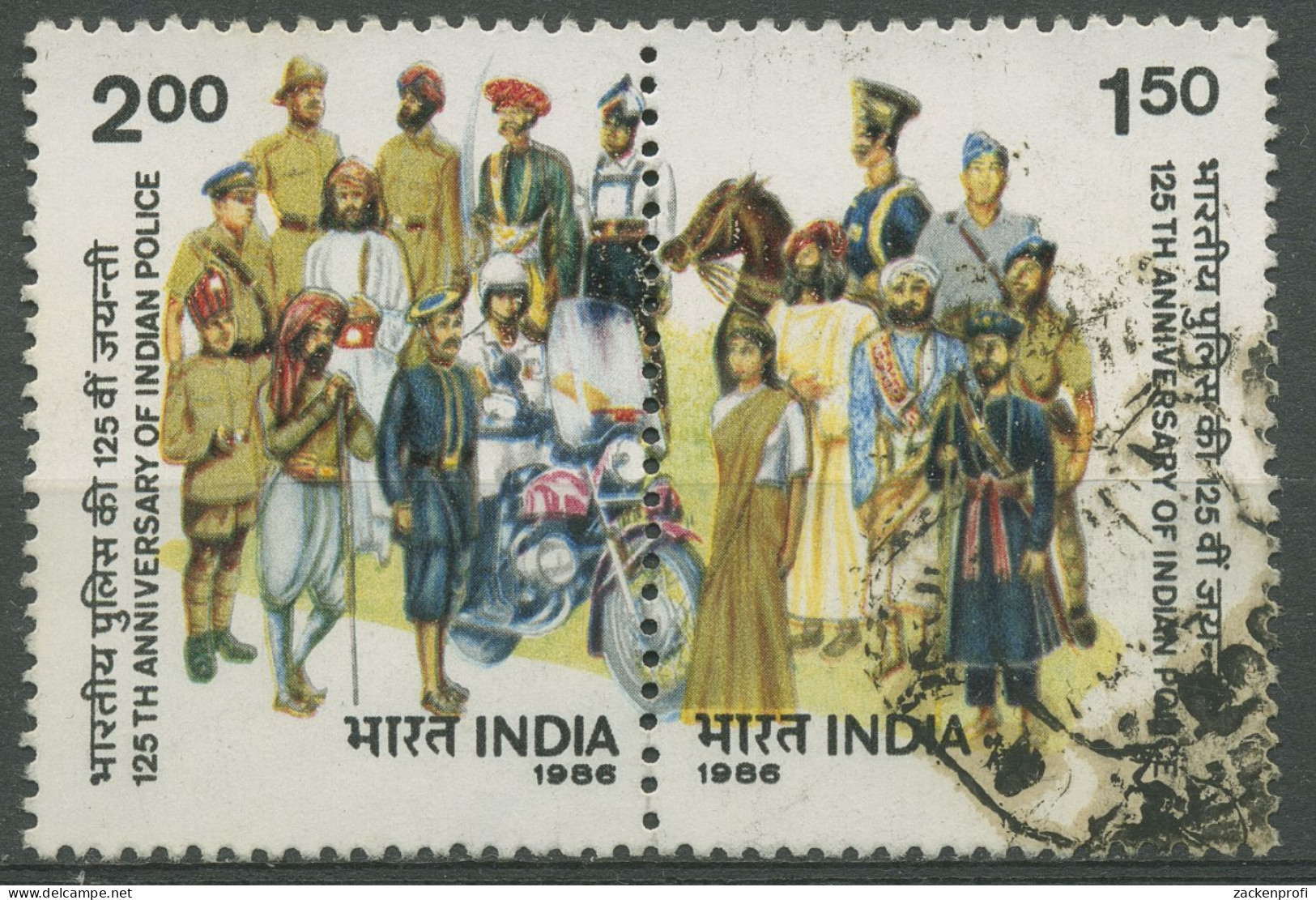 Indien 1986 Polizei Polizisten Uniformen 1065/66 ZD Gestempelt - Used Stamps