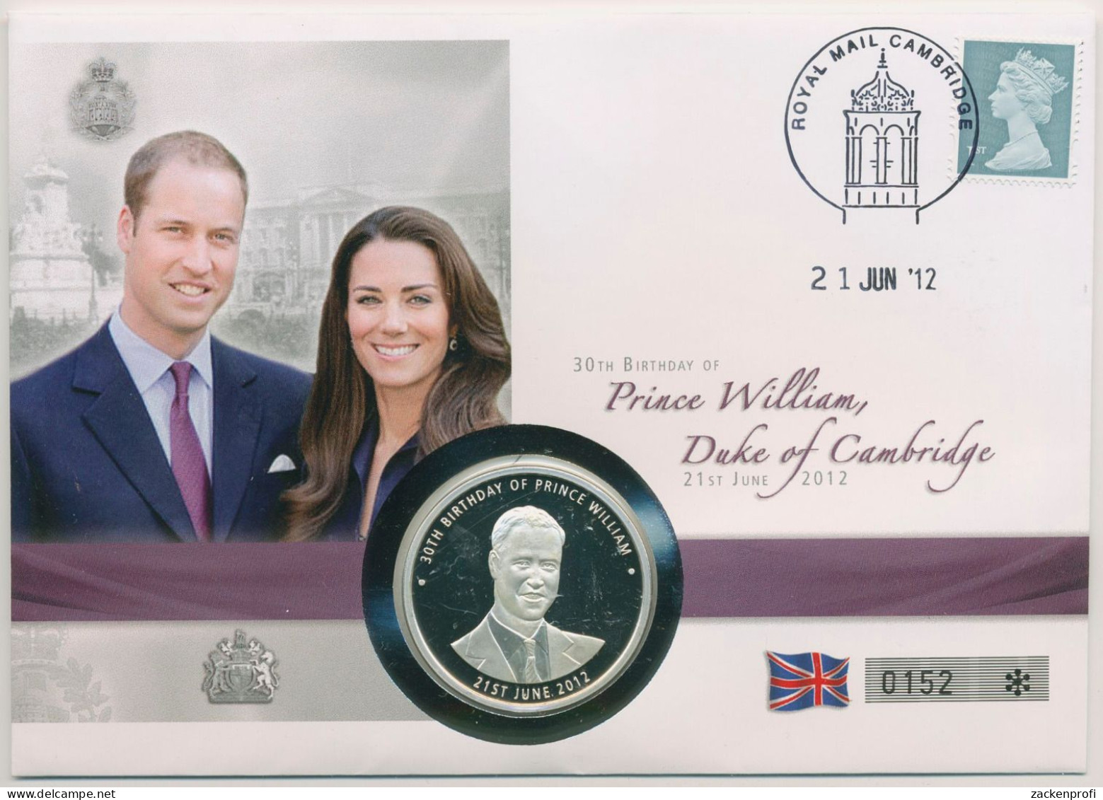 Großbritannien 2012 Prinz William Numisbrief Mit Medaille (N298) - Maundy Sets & Commemorative