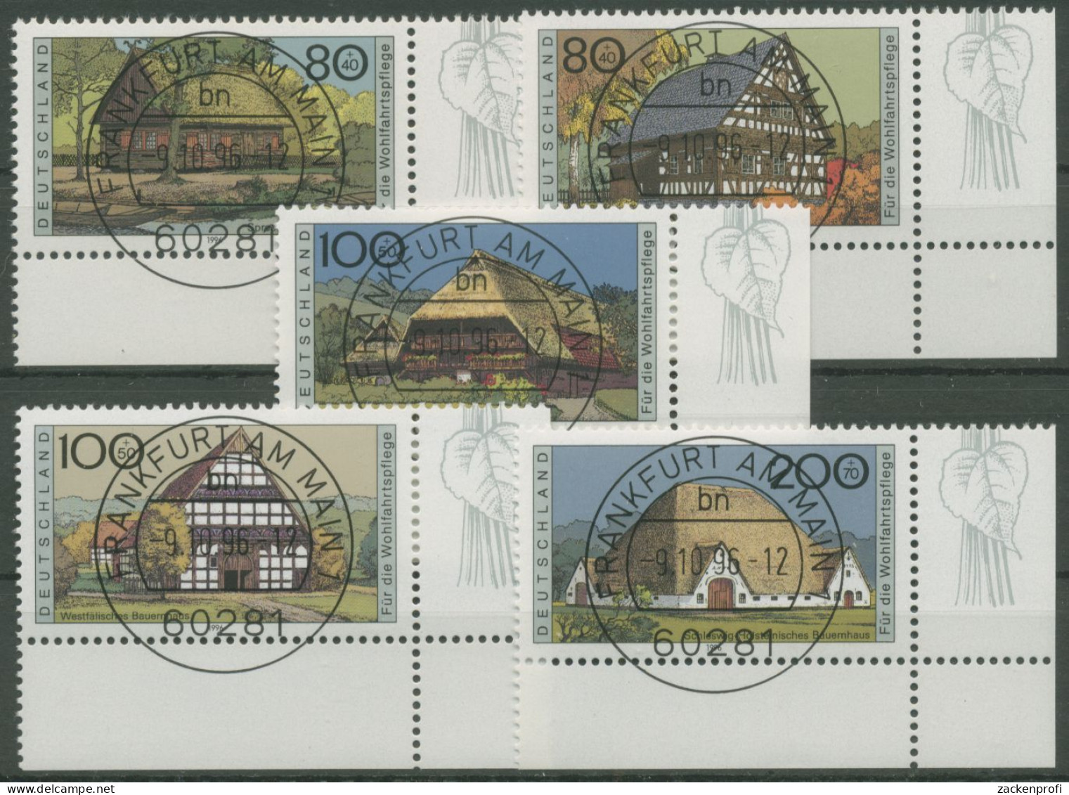 Bund 1996 Bauwerke Bauernhäuser 1883/87 Ecke 4 Mit TOP-Stempel (E2654) - Used Stamps