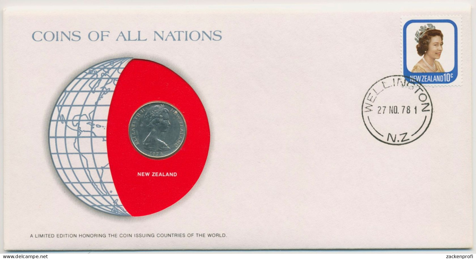 Neuseeland 1978 Weltkugel Numisbrief 10 Cent (N416) - Nouvelle-Zélande