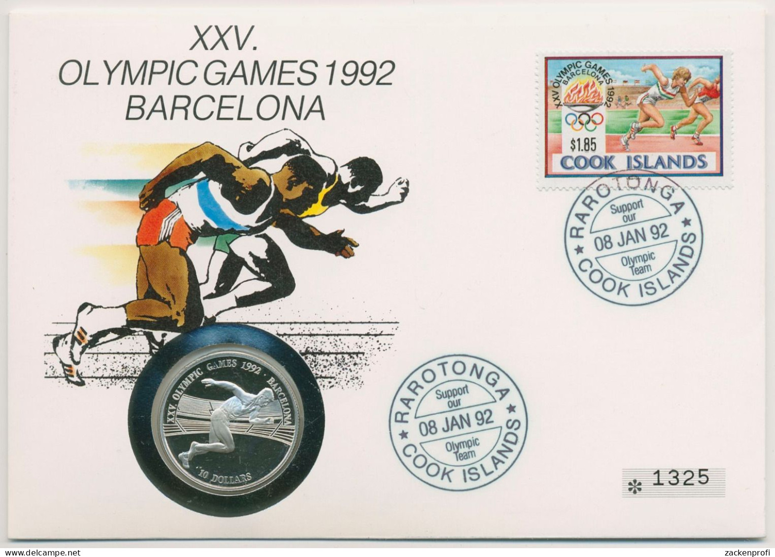 Cook-Inseln 1992 Olympische Sommerspiele Barcelona Numisbrief 10 Dollar (N434) - Cook Islands