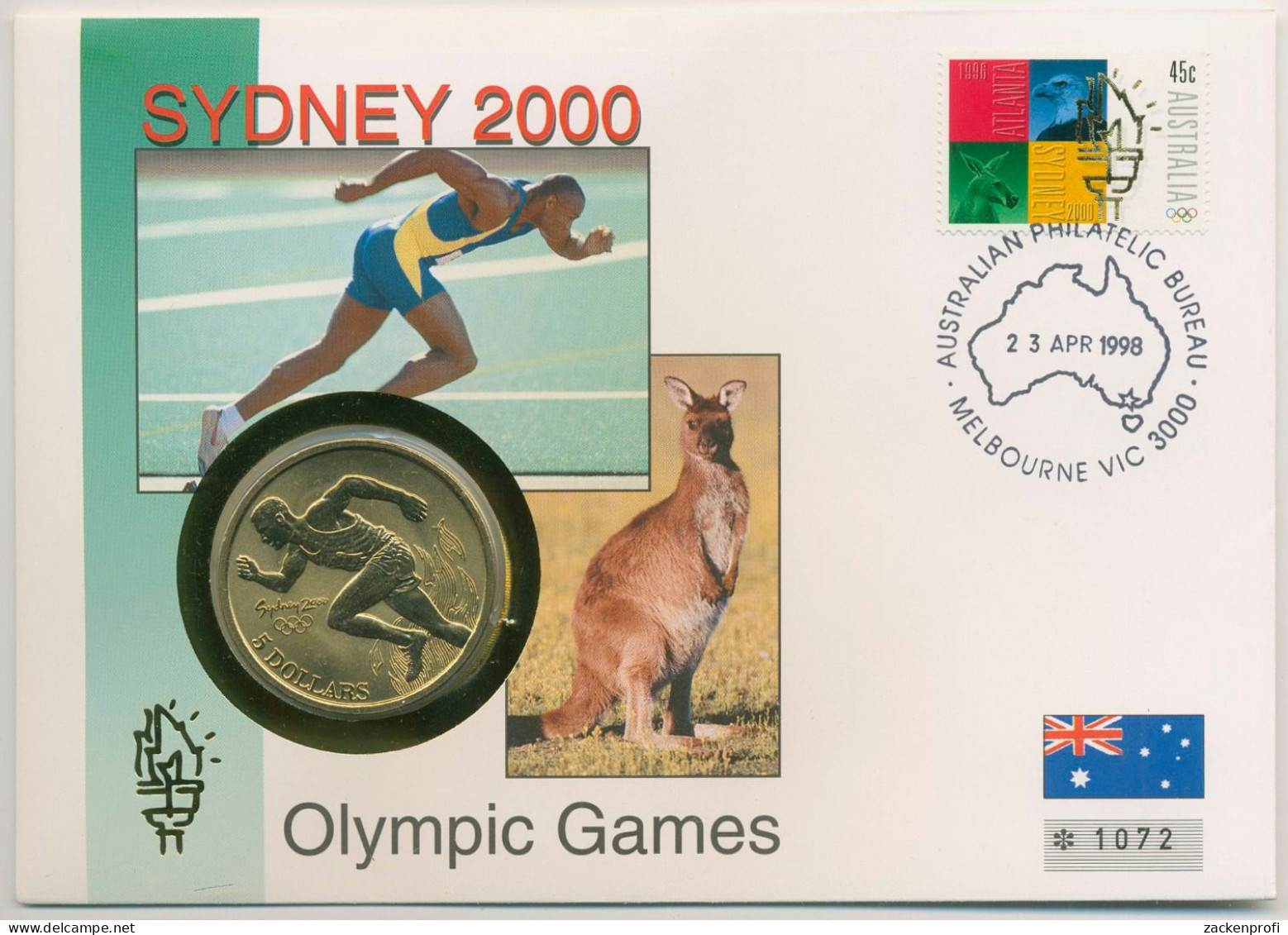 Australien 1998 Olympische Sommerspiele'2000 Sydney Numisbrief 5 Dollar (N425) - Dollar