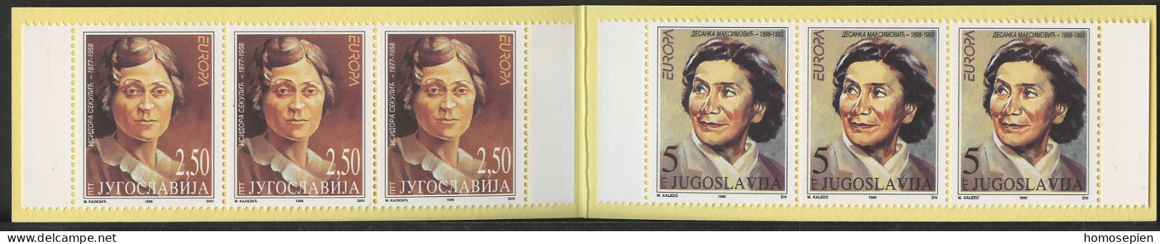Yougoslavie - Jugoslawien - Yugoslavia Carnet 1996 Y&T N°C2635 à 2636 - Michel N°MH2777 à 2778 *** - EUROPA - Postzegelboekjes
