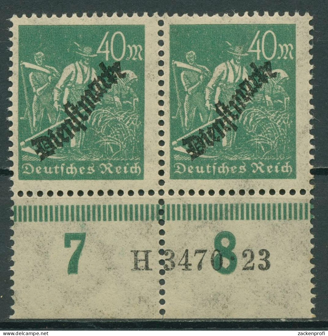 Deutsches Reich Dienstmarke 1923 Hausauftrags-Nr. D 77 A HAN 3470.23 Postfrisch - Servizio