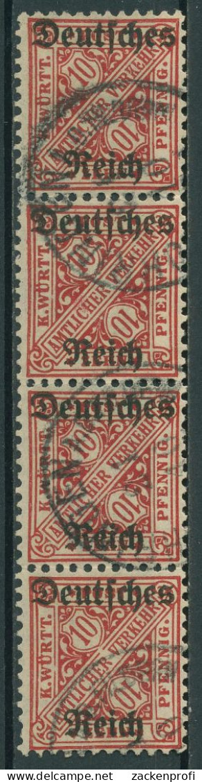 Dt. Reich Dienst 1920 Württemberg Mit Aufdruck D 58 4er-Streifen Gestempelt - Servizio