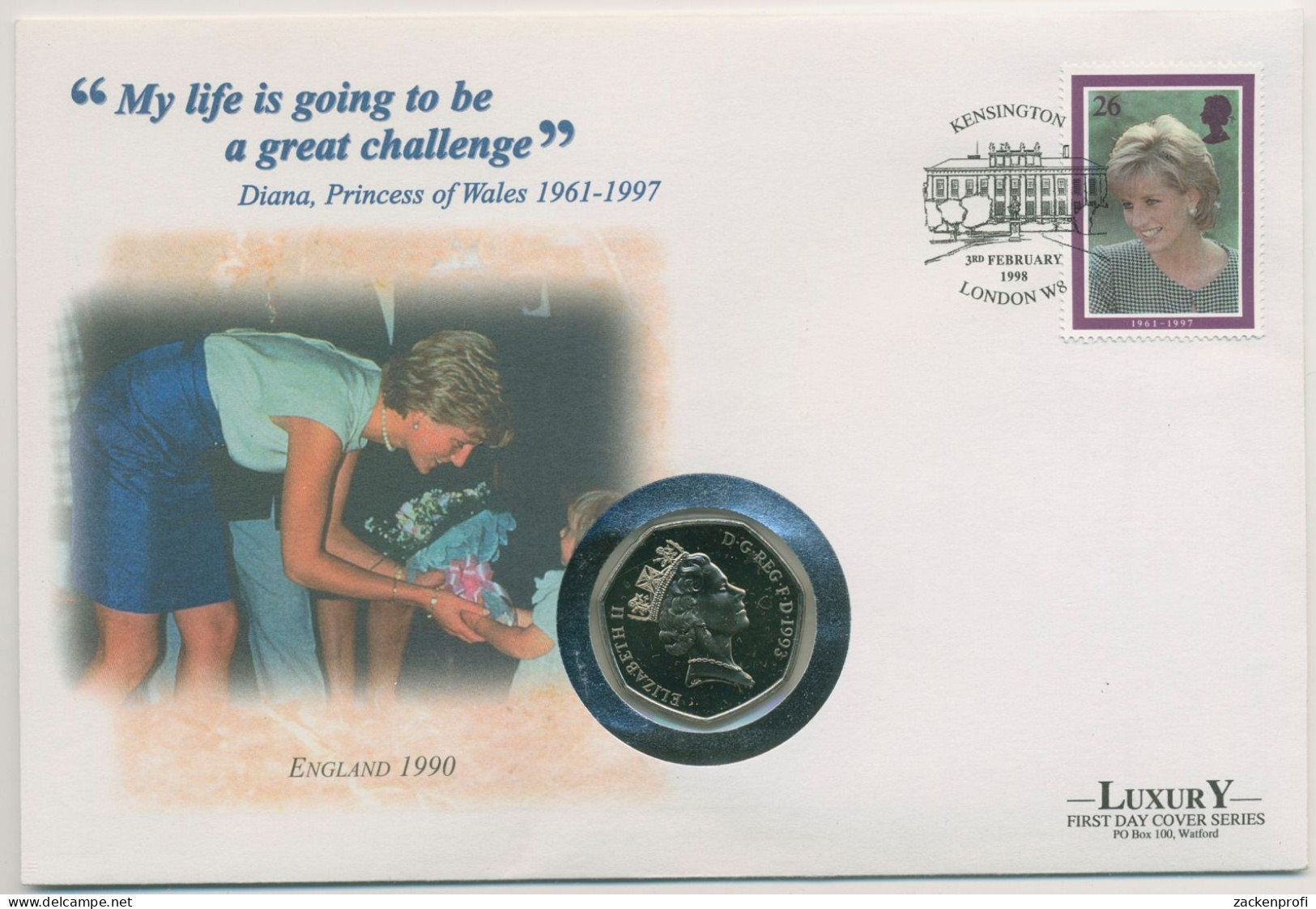 Großbritannien 1998 Prinzessin Diana Numisbrief 50 Pence (N285) - 50 Pence