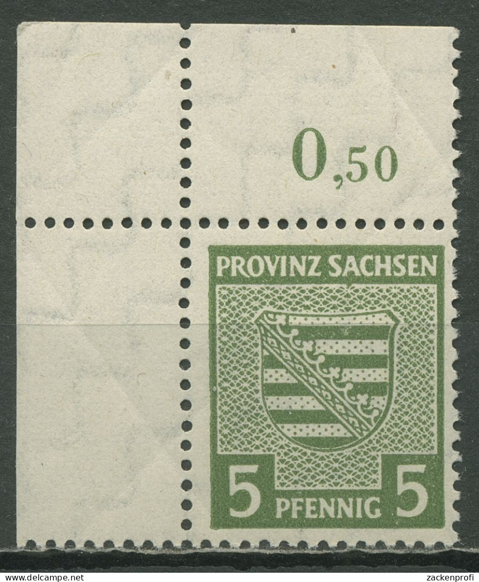 SBZ Provinz Sachsen 1945 Provinzwappen 75 Xa Ecke 1 Dgz. Postfrisch, Marke Bügig - Autres & Non Classés