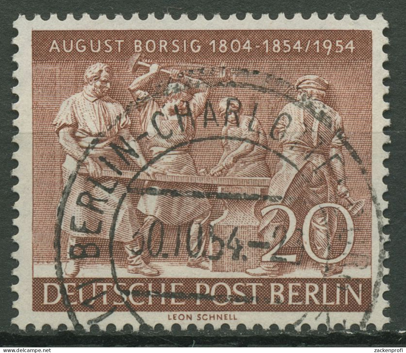 Berlin 1954 100. Todestag Von August Borsig 125 Mit BERLIN-TOP-Stempel - Used Stamps