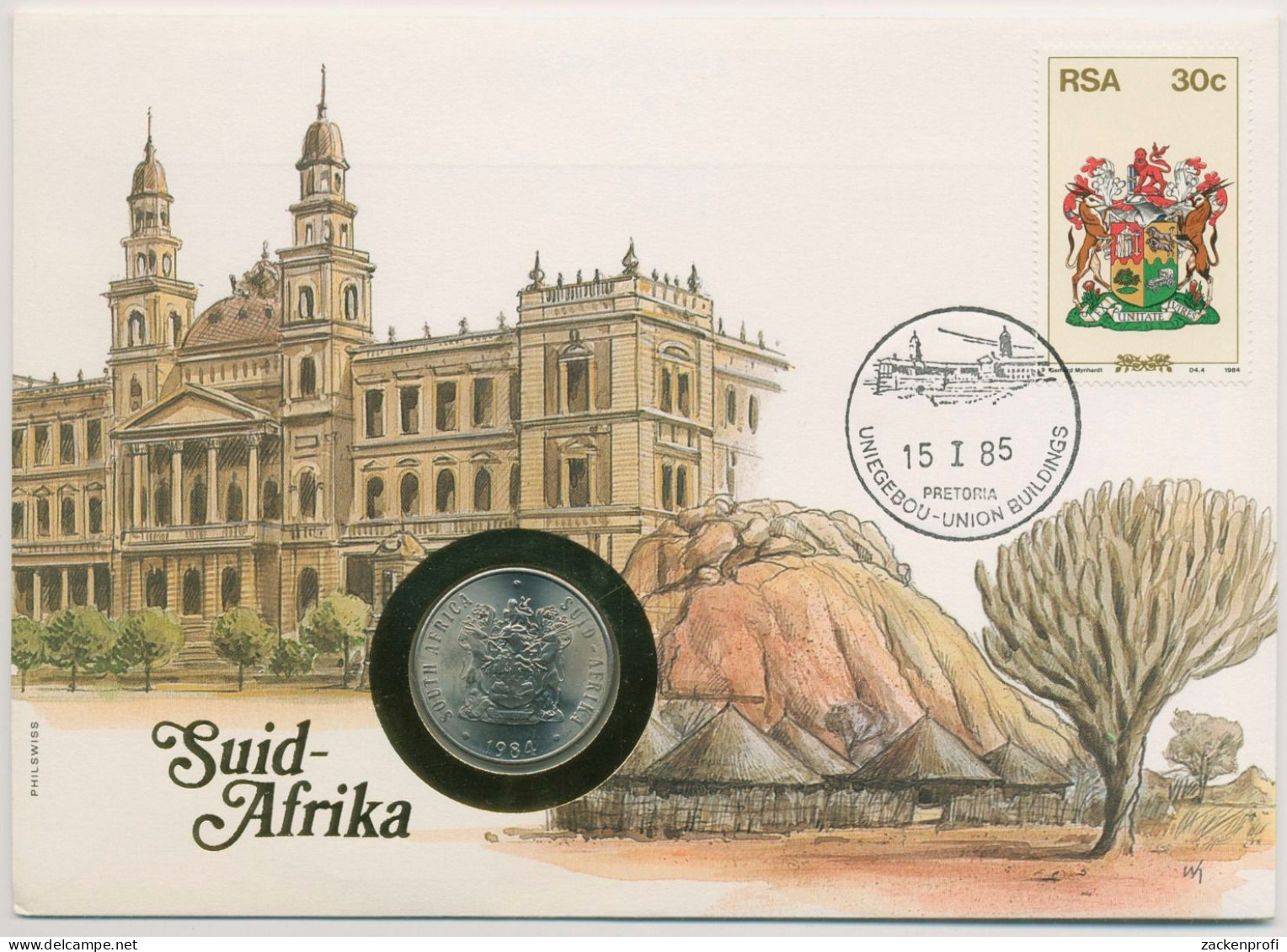 Südafrika 1985 Justizpalast Pretoria Numisbrief 50 Cent (N356) - Afrique Du Sud