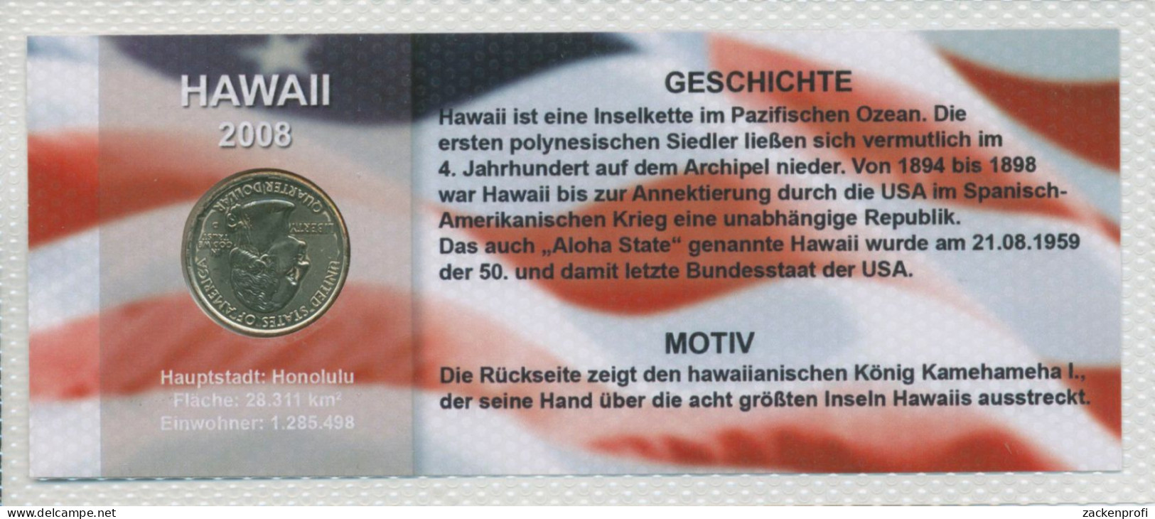 USA 1/4 Dollar 2008 Hawaii, Präsident Obama, KM 425, St, Im Blister (m5732) - Gedenkmünzen