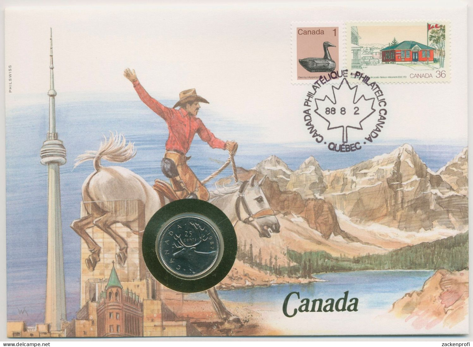 Kanada 1988 Gebirge Cowboy Numisbrief 25 Cent (N452) - Canada