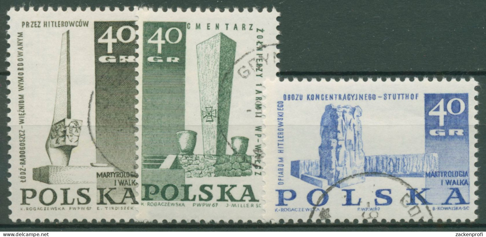 Polen 1967 Weltkriegs-Denkmäler 1790/92 Gestempelt - Used Stamps