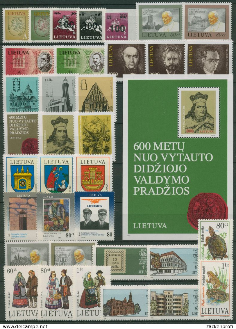 Litauen 1993 Jahrgang Komplett (511/46, Block 3) Postfrisch (SG61541) - Lituanie