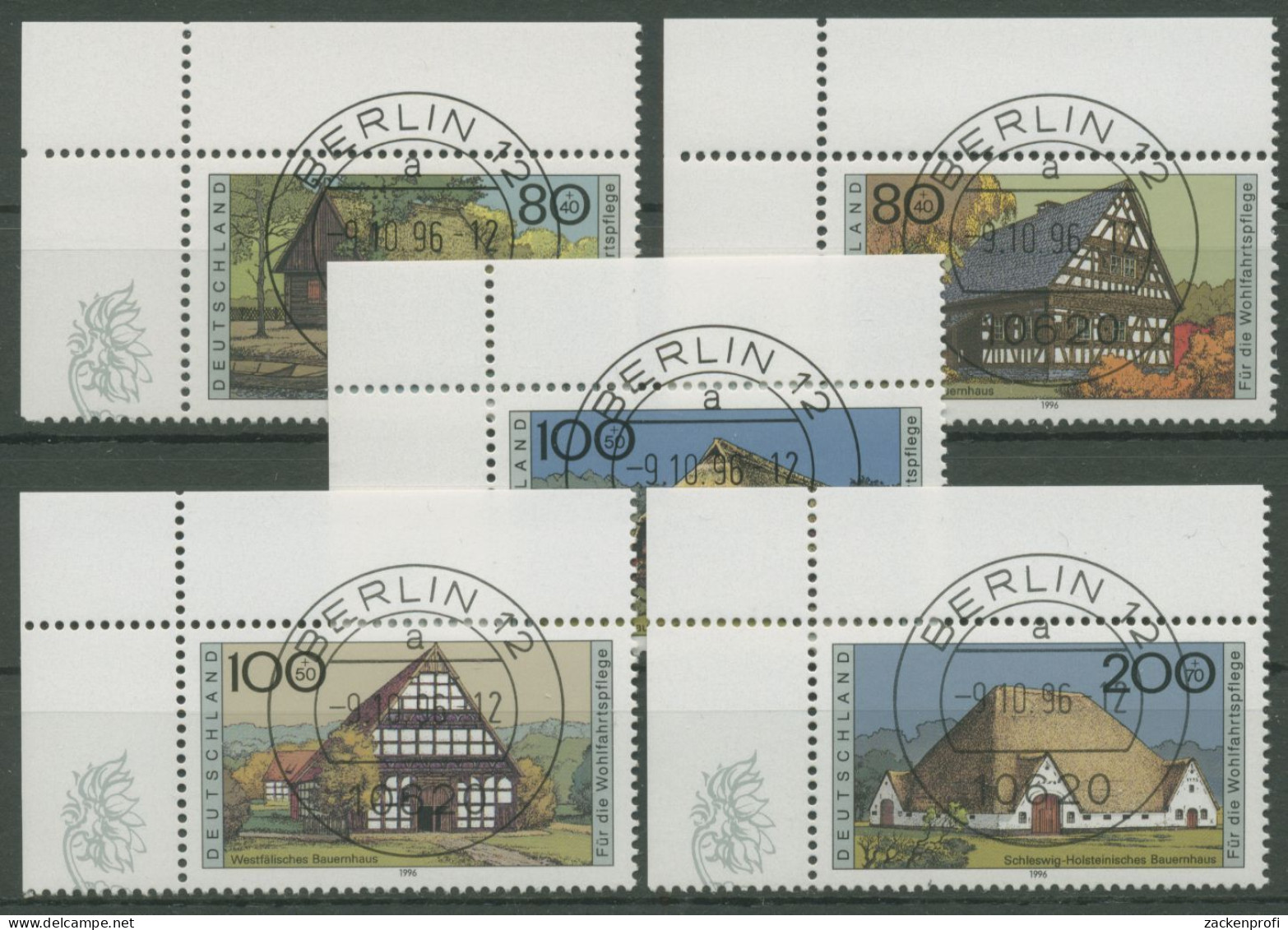 Bund 1996 Bauwerke Bauernhäuser 1883/87 Ecke 1 Mit TOP-Stempel (E2647) - Oblitérés