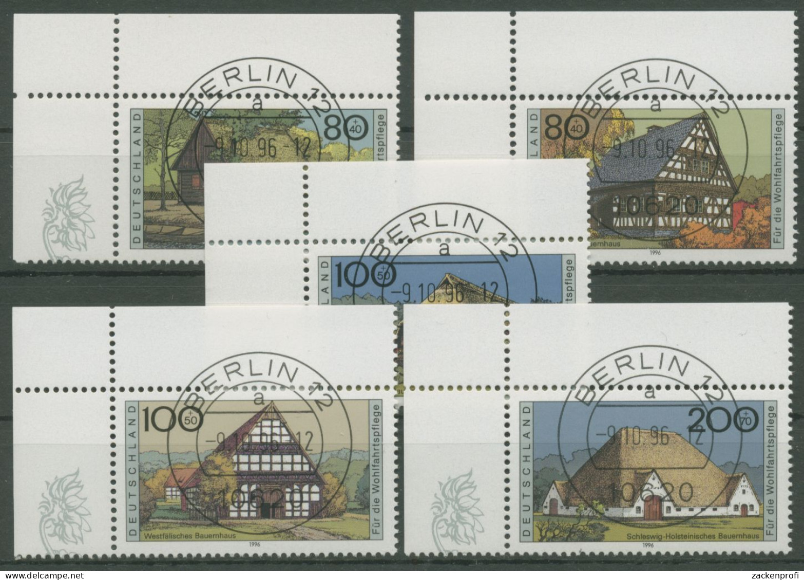 Bund 1996 Bauwerke Bauernhäuser 1883/87 Ecke 1 Mit TOP-Stempel (E2647) - Gebraucht