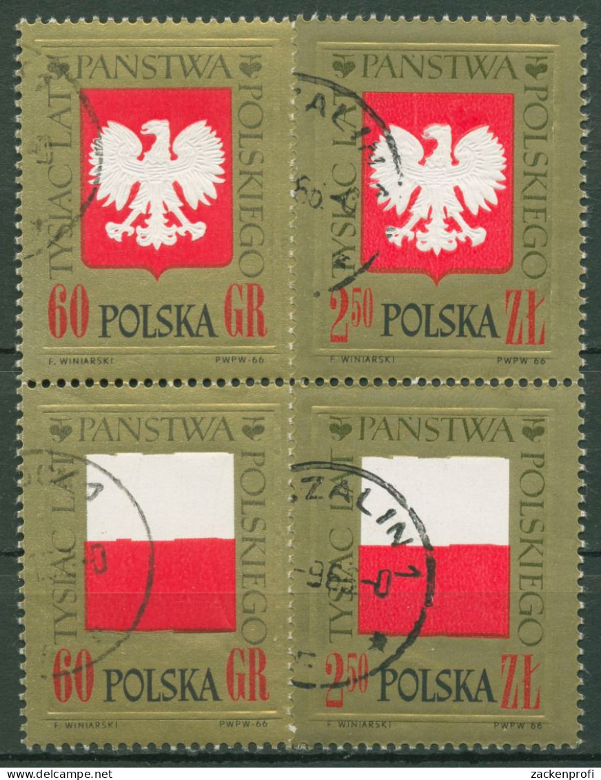 Polen 1966 1000 Jahre Polen Wappen Fahne 1689/92 ZD Gestempelt - Oblitérés