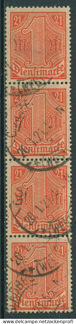 Dt. Reich Dienstmarken 1920 Für Preußen D 22 Senkrechter 4er-Streifen Gestempelt - Dienstmarken