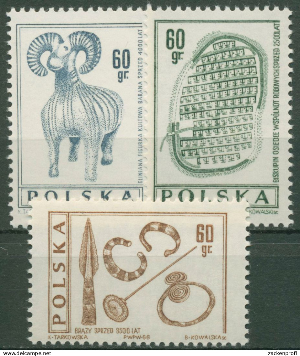 Polen 1966 Archäologie 1727/29 Postfrisch - Unused Stamps