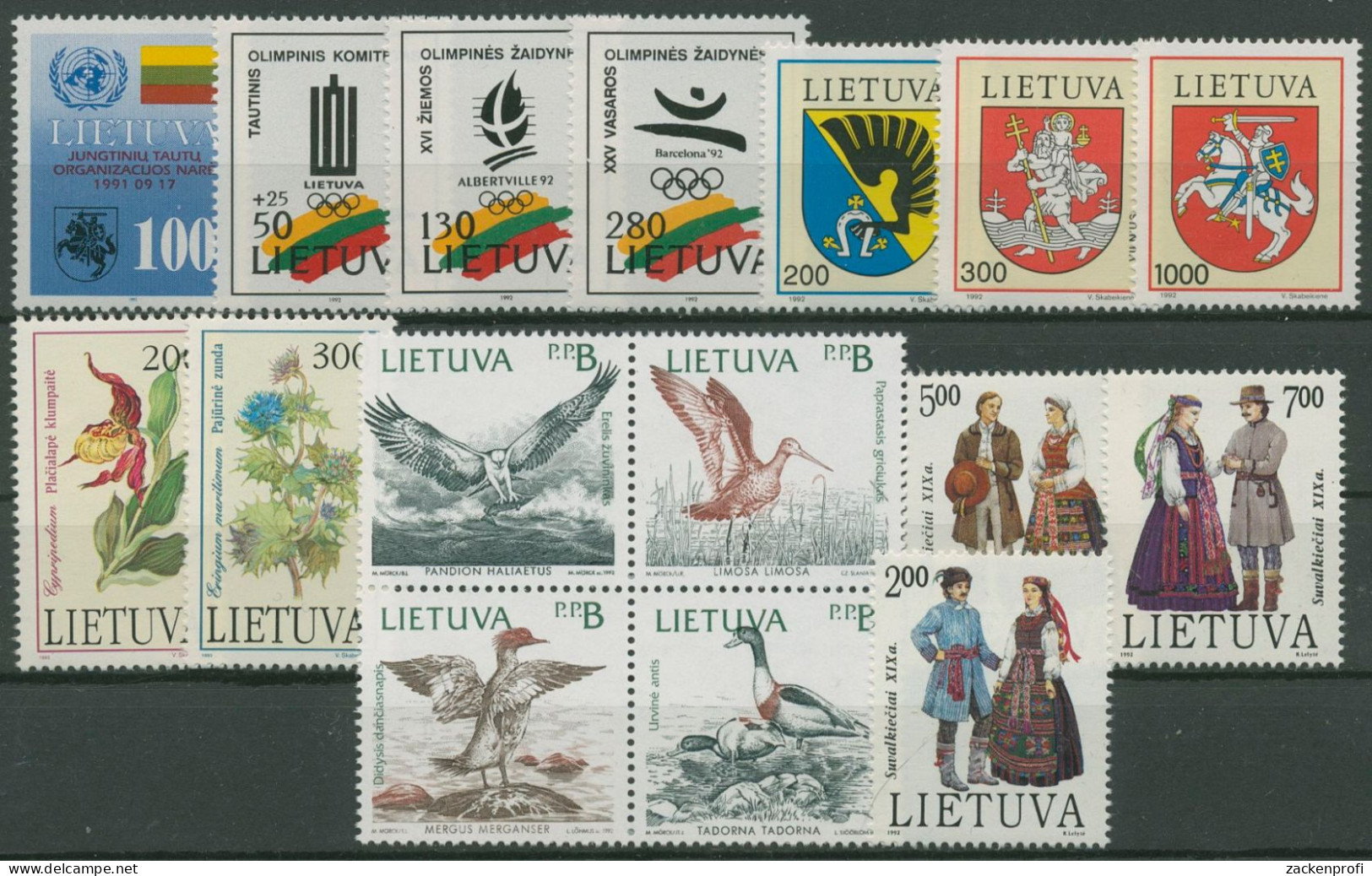 Litauen 1992 Jahrgang Komplett (495/10) Postfrisch (G60066) - Lituanie