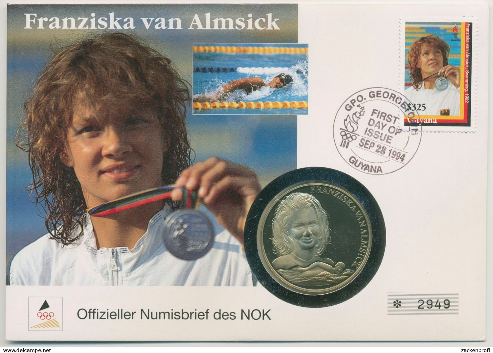 Guyana 1994 Olympia Franziska V. Almsick Numisbrief Mit Medaille (N448) - Guyana