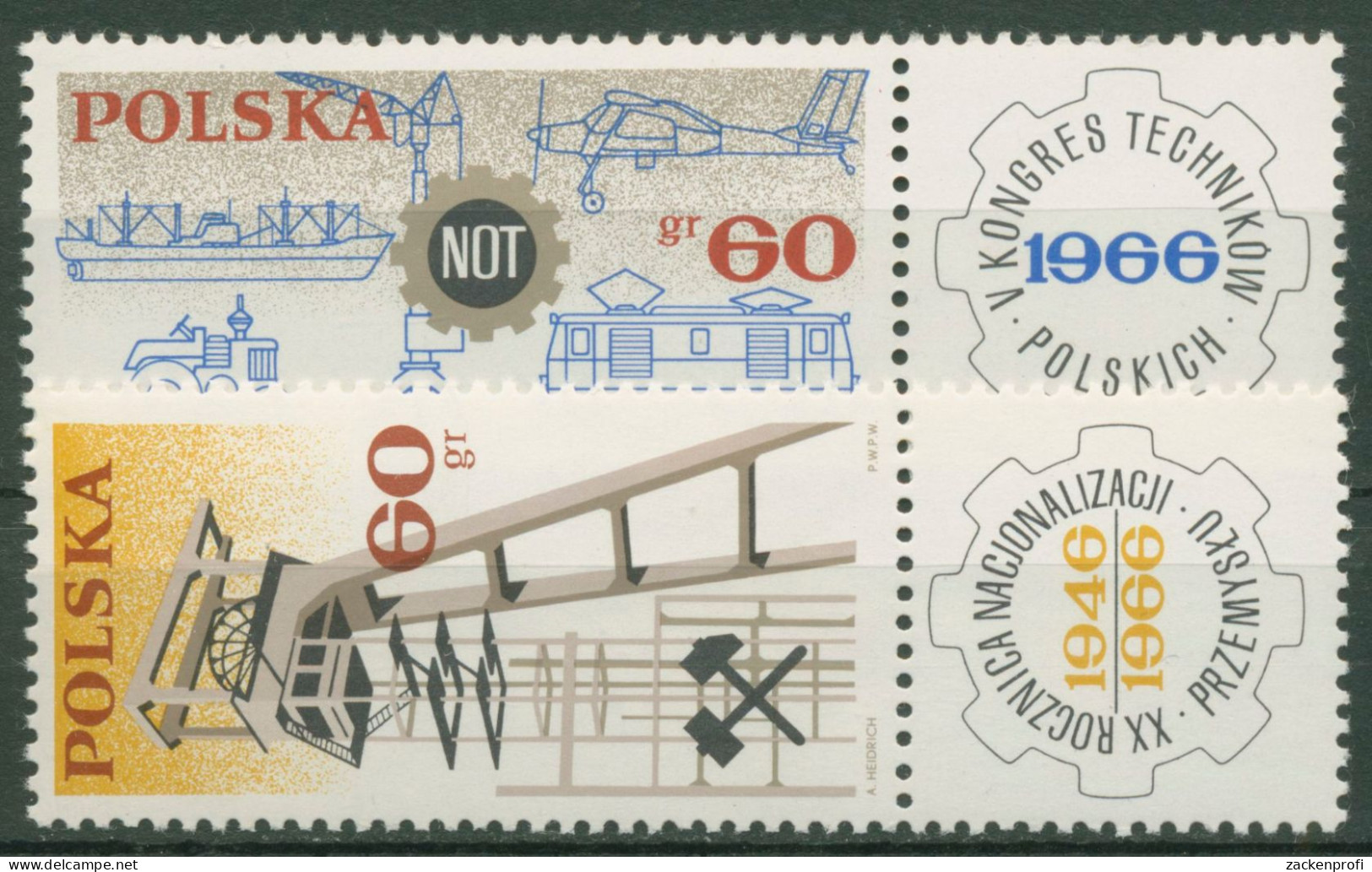 Polen 1966 Industrie Und Technik Bergbau Förderturm 1653/54 Zf Postfrisch - Unused Stamps