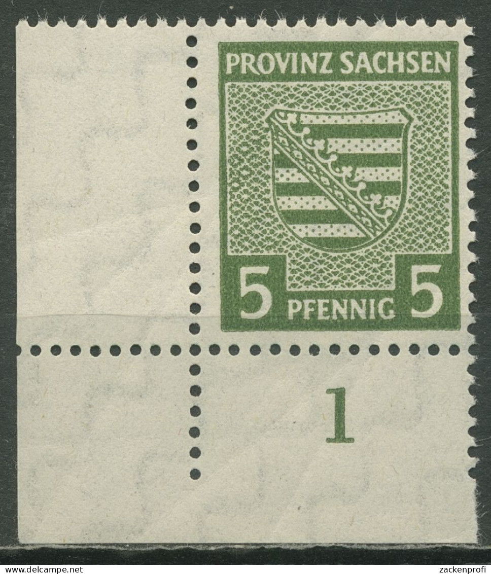 SBZ Provinz Sachsen 1945 Provinzwappen 75 Xa Ecke 3 Postfrisch, Marke Bügig - Other & Unclassified