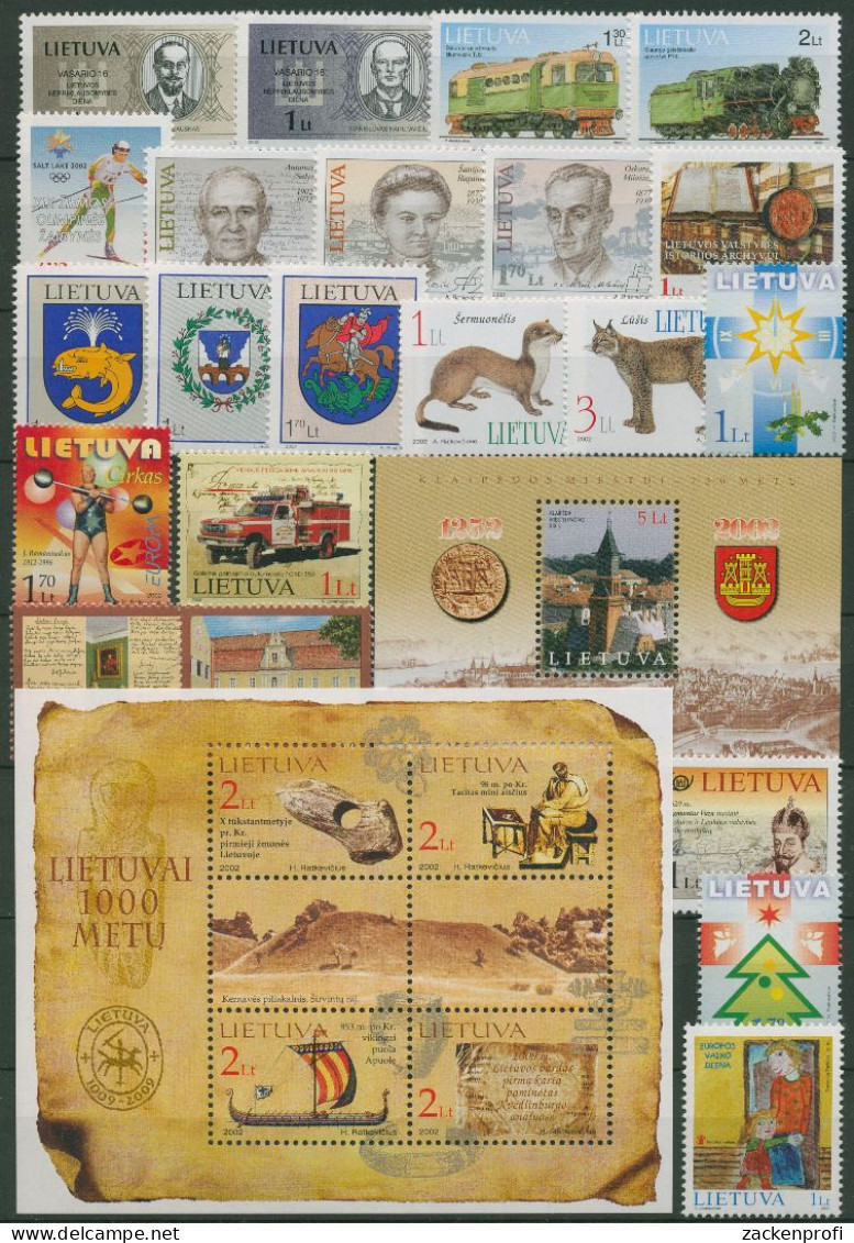 Litauen 2002 Jahrgang Komplett (780/06, Block 25/26) Postfrisch (SG61549) - Lituanie