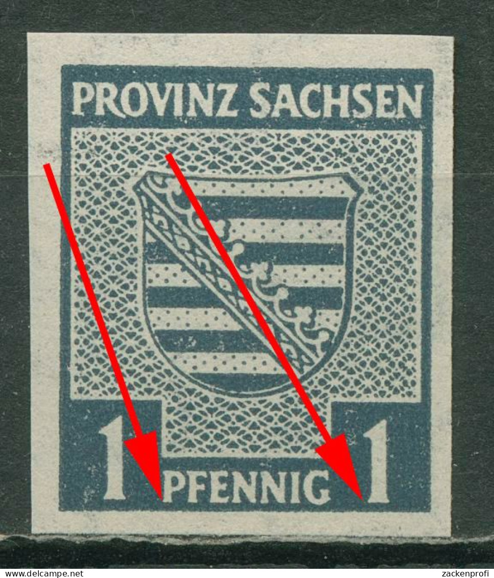SBZ Provinz Sachsen 1945 Provinzwappen Mit Plattenfehler 66 X I Postfrisch - Other & Unclassified
