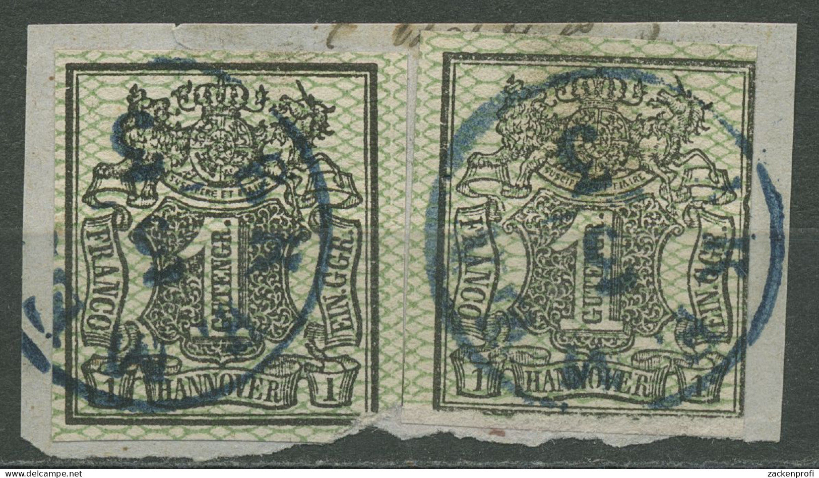 Hannover 1856/57 Wertschild Unter Wappen 9 (2) Gestempelt Briefstück, Mängel - Hannover