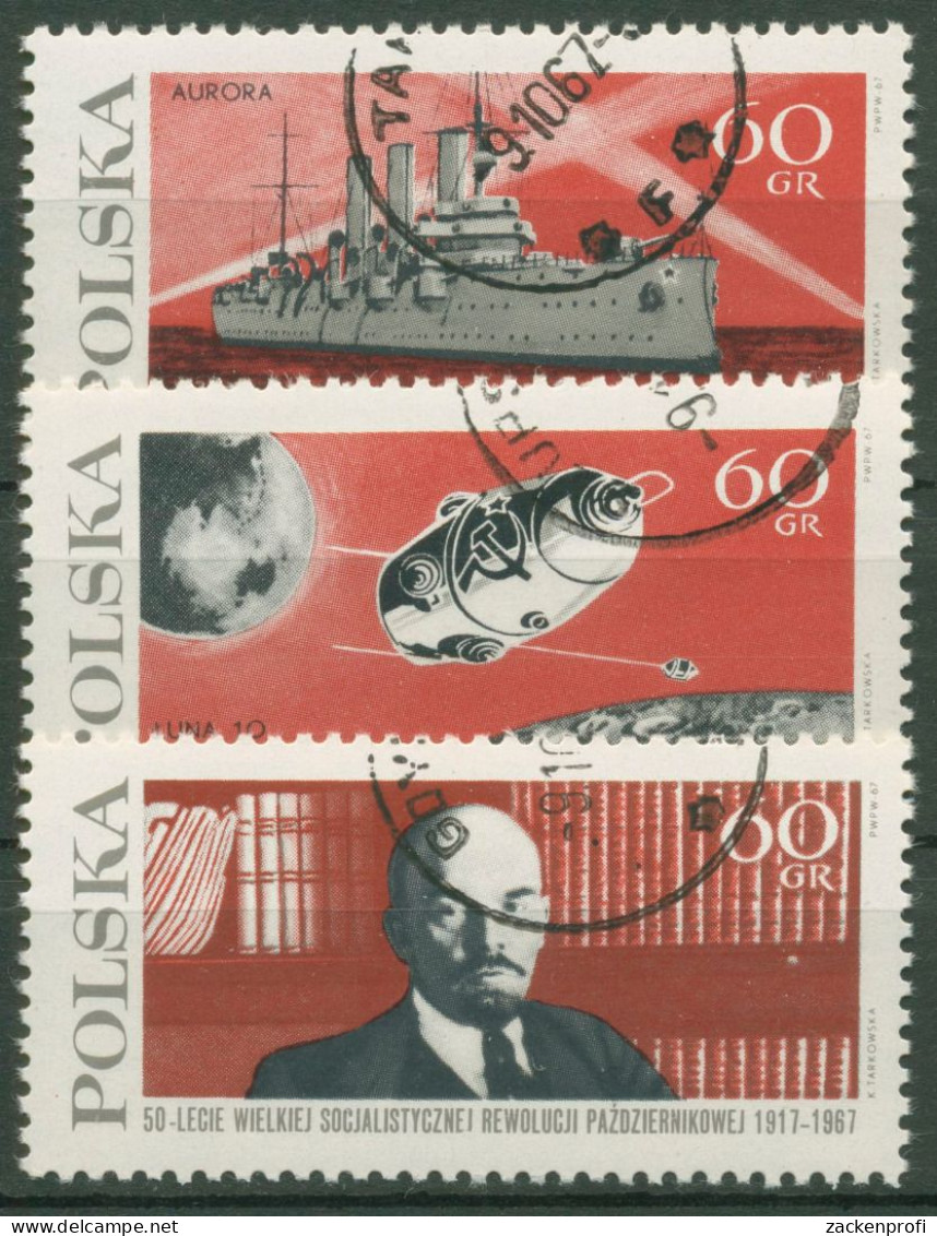 Polen 1967 Oktoberrevolution Kriegsschiff Aurora, Lenin 1793/95 Gestempelt - Oblitérés