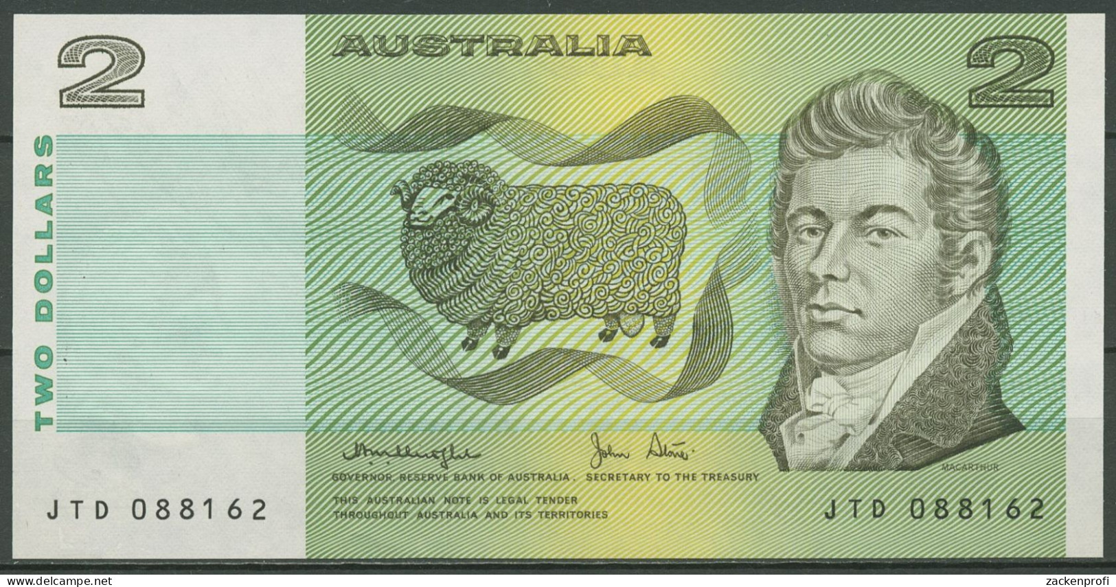 Australien 2 Dollars 1979, John MacArthur Schaf, KM 43 C, Kassenfrisch (K195) - 1974-94 Australia Reserve Bank (Banknoten Aus Papier)