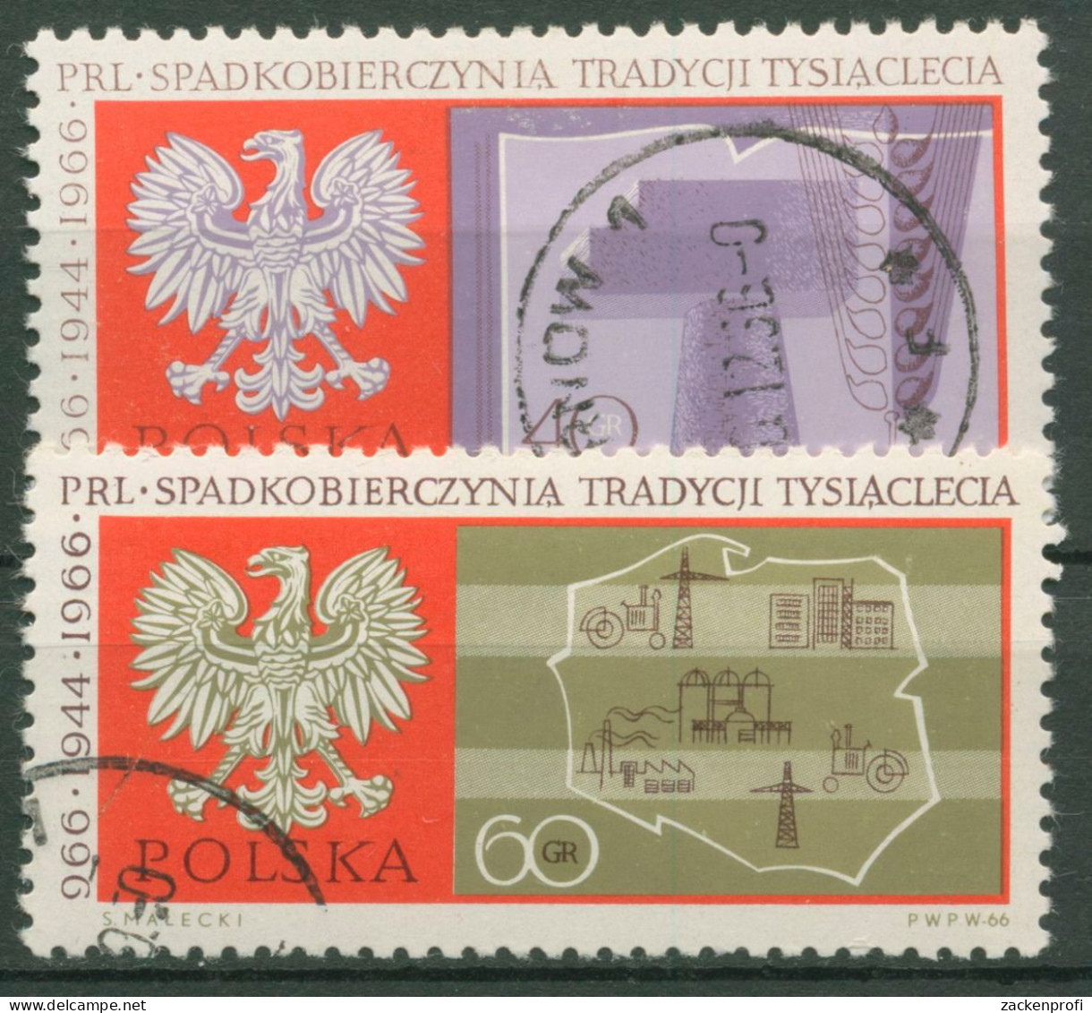 Polen 1966 1000 Jahre Polen Wappenadler 1738/39 Gestempelt - Used Stamps