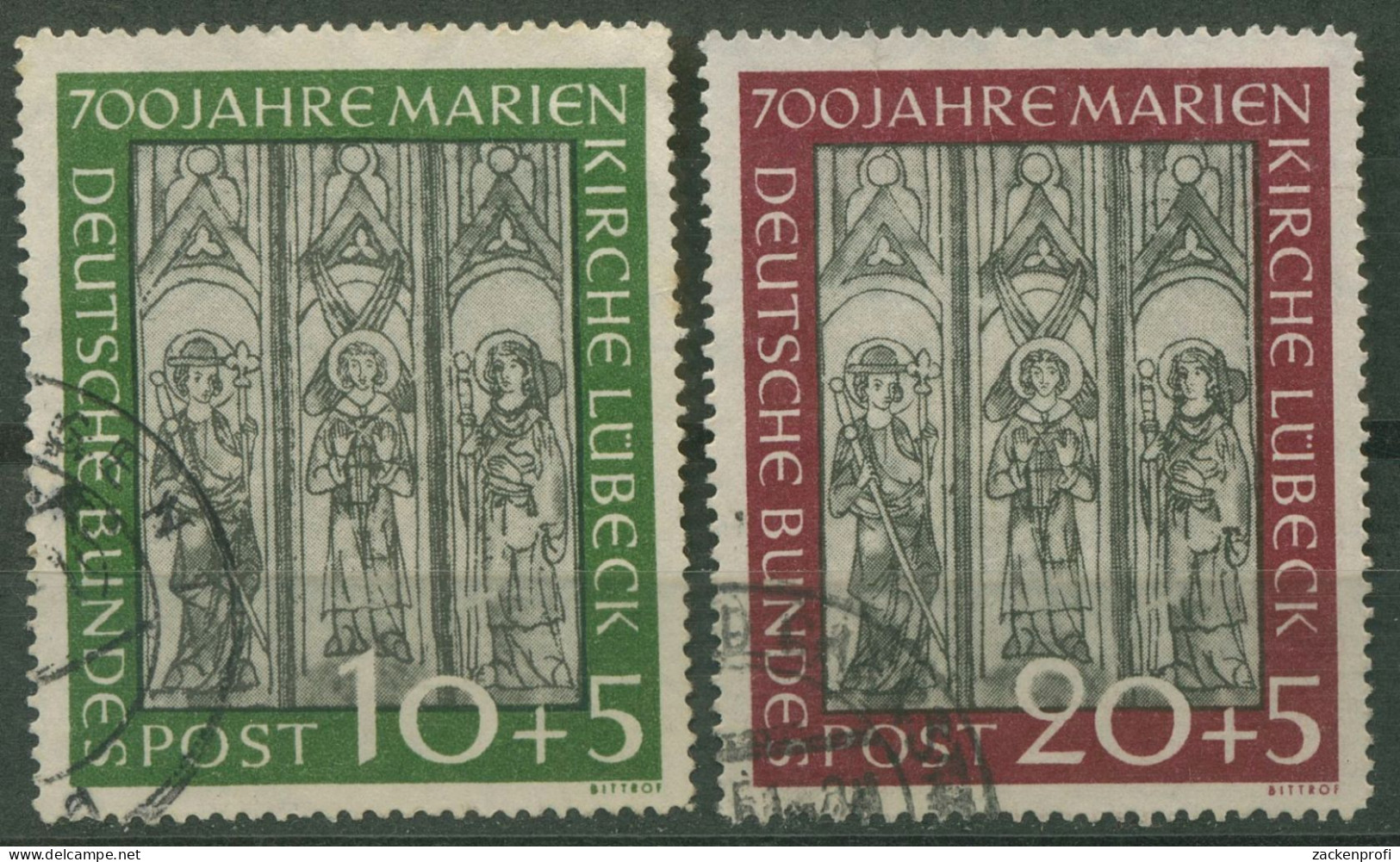 Bund 1951 700 Jahre Marienkirche Lübeck 139/40 Gestempelt (R81067) - Oblitérés