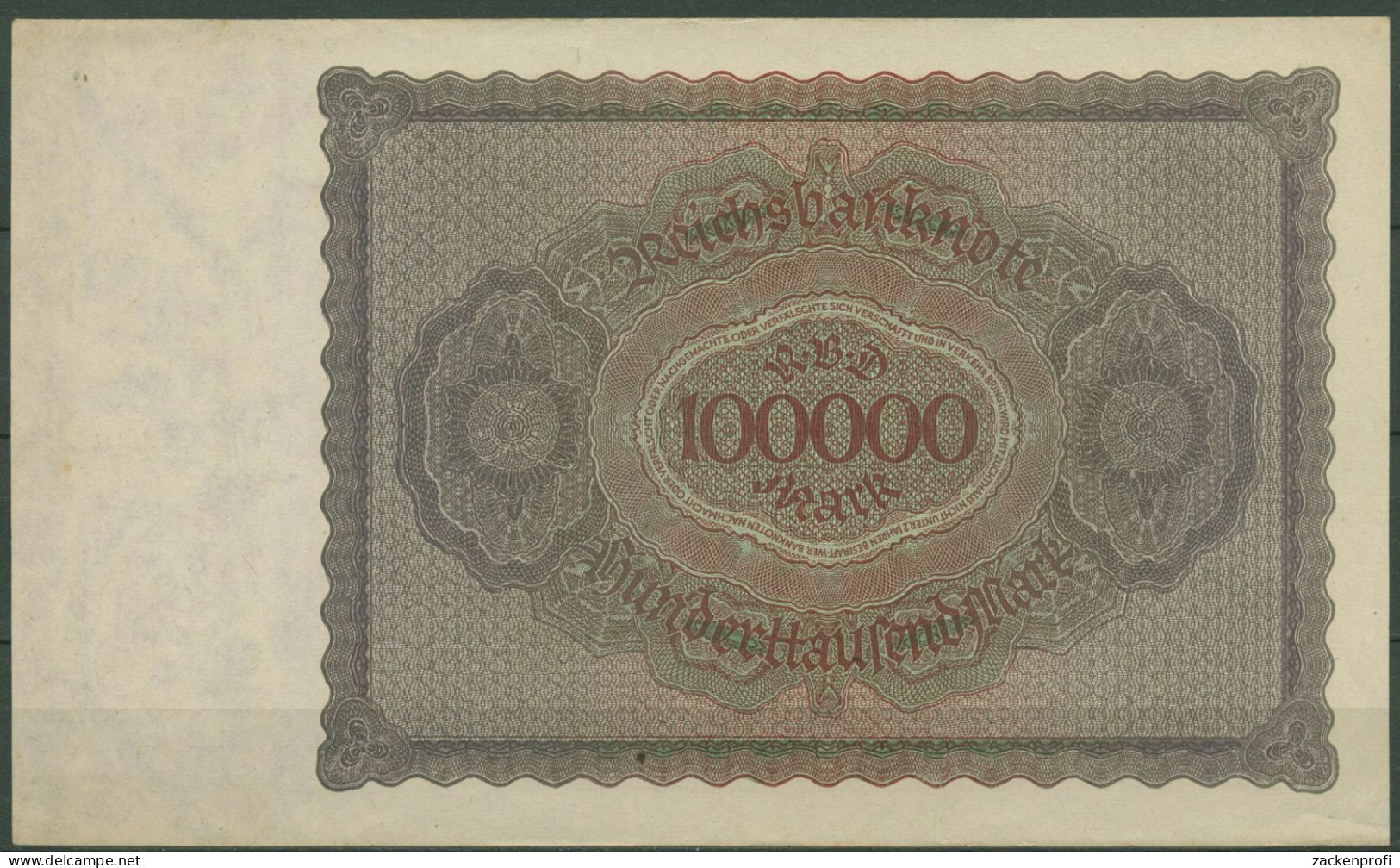 Dt. Reich 100000 Mark 1923, DEU-93a Serie O, Leicht Gebraucht (K1388) - 100000 Mark