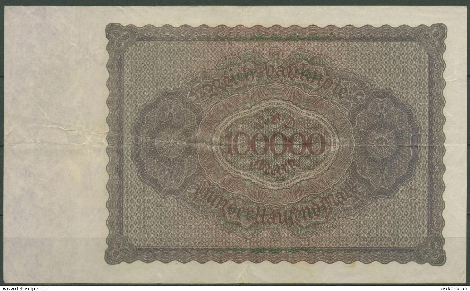Dt. Reich 100000 Mark 1923, DEU-93a Serie F, Gebraucht (K1387) - 100.000 Mark