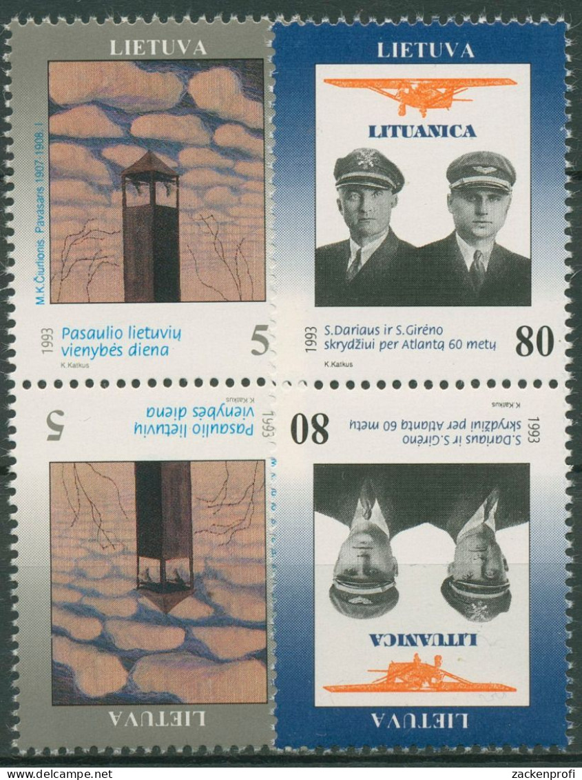 Litauen 1993 Tag Der Einheit Gemälde Piloten Kehrdruckpaare 529/30 KD Postfrisch - Lithuania